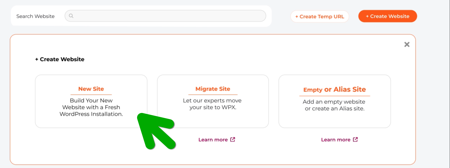 You can add a new WordPress site or migrate an existing site. WPX offers free site migration from your existing host and if you prefer, you can ask their customer support to do it for you. That's what I did.
