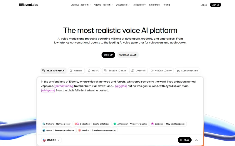 Elevenlabs homepage