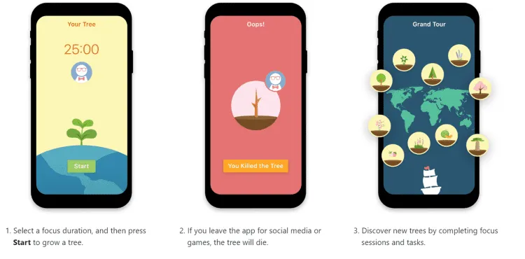 Flora grows virtual trees while you focus.