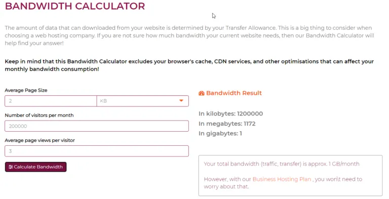 WPX bandwidth calculator