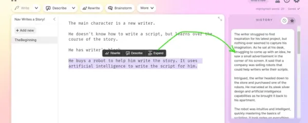 Output of sudowrite expand feature.