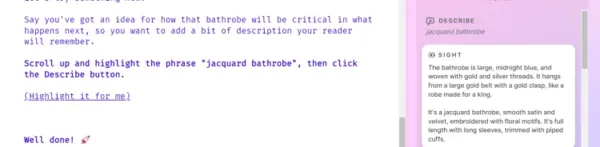 Sudowrite allows you to describe critical plot items more fully.