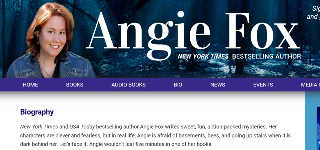 Angie-fox author bio example
