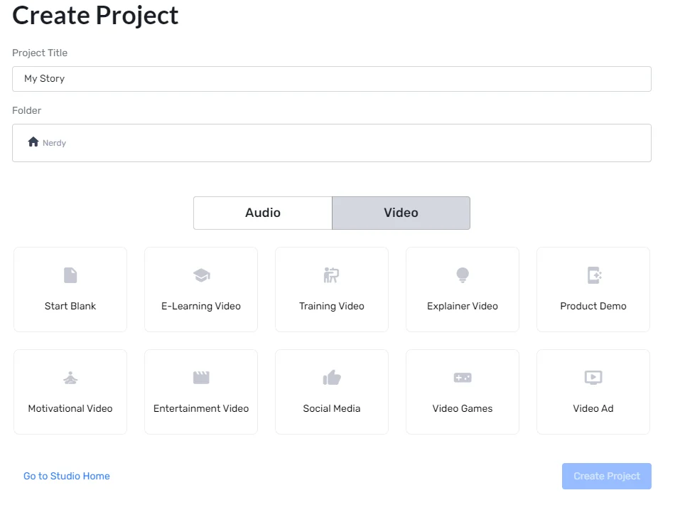 Project screen is clutter free and segmented by use-cases.
