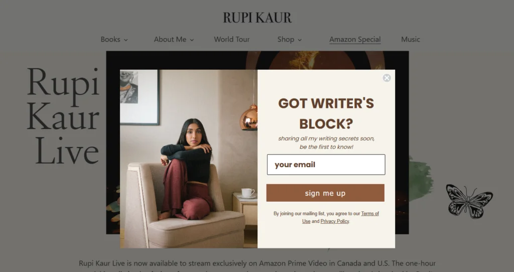 Rupi kaur sign up example